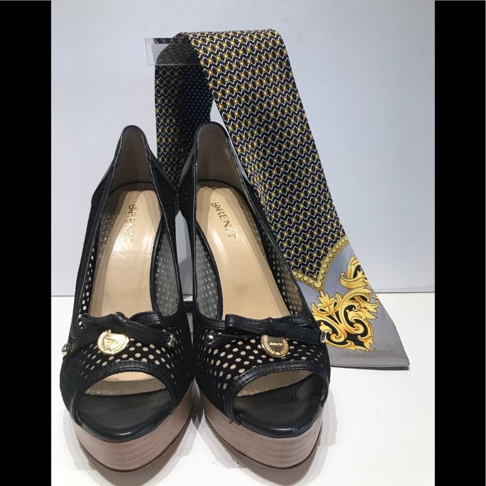 Renzi black mesh peep toe platform🇮🇹